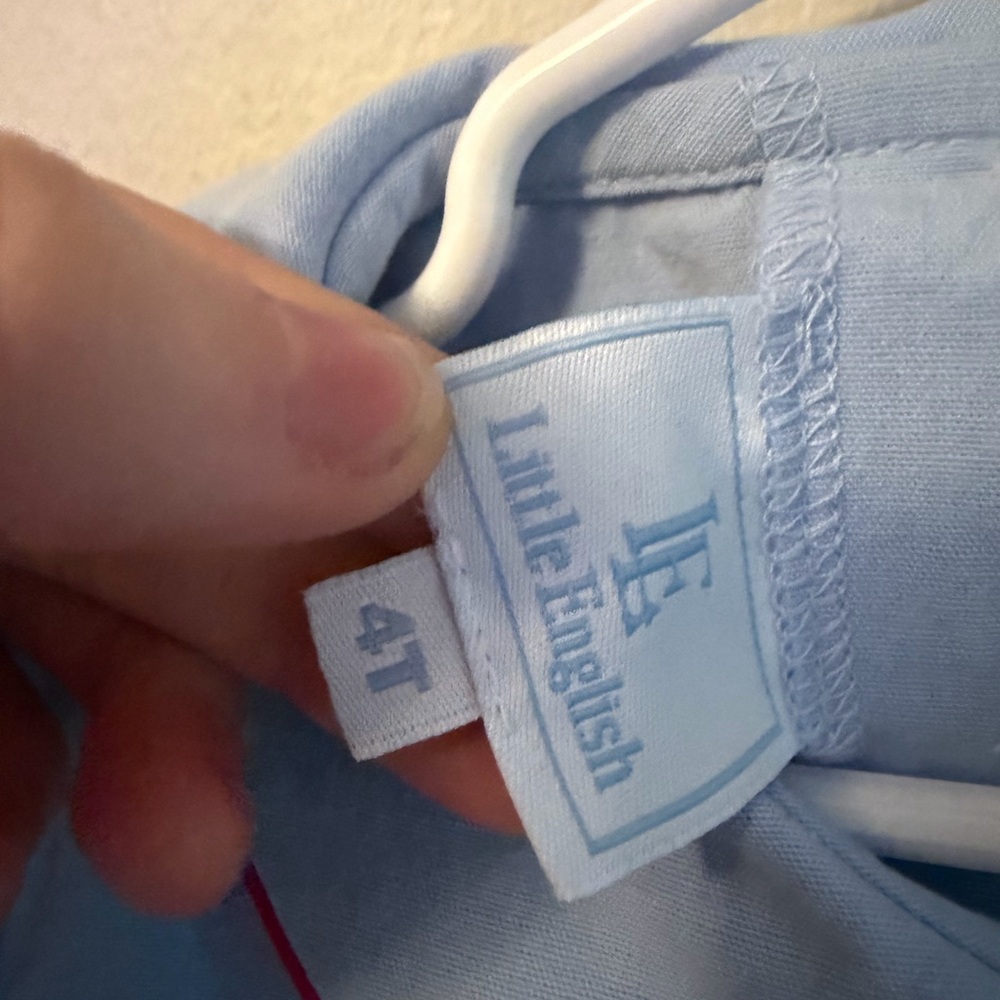 Little English Blue Dress with Apple Pockets - Picture 2 of 2